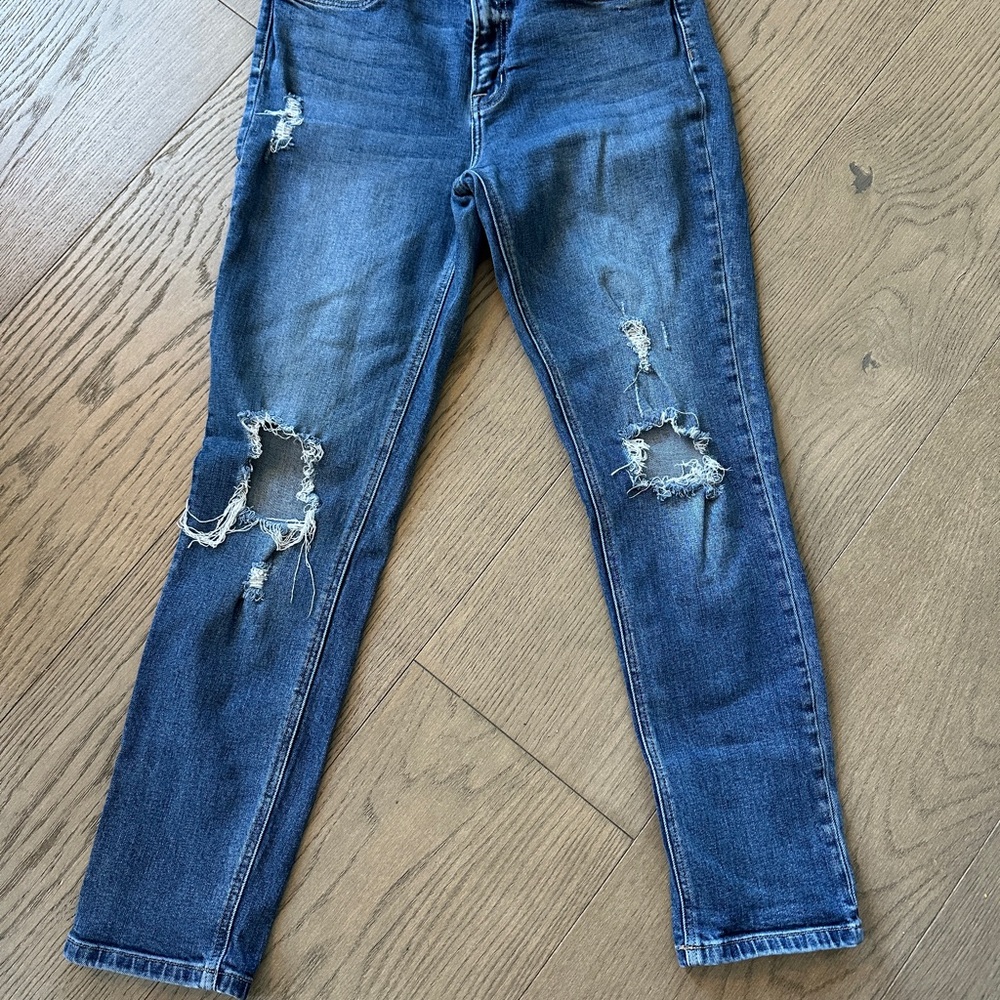 Flying Monkey Distressed Dark Blue Skinny Jeans